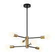 Load image into Gallery viewer, Farmhouze Light - Modern 6 - Light Metal Sputnik Linear Chandelier - Chandelier - Black+Brass - 
