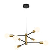 Load image into Gallery viewer, Farmhouze Light - Modern 6 - Light Metal Sputnik Linear Chandelier - Chandelier - Black+Brass - 

