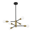 Load image into Gallery viewer, Farmhouze Light - Modern 6 - Light Metal Sputnik Linear Chandelier - Chandelier - Black+Brass - 
