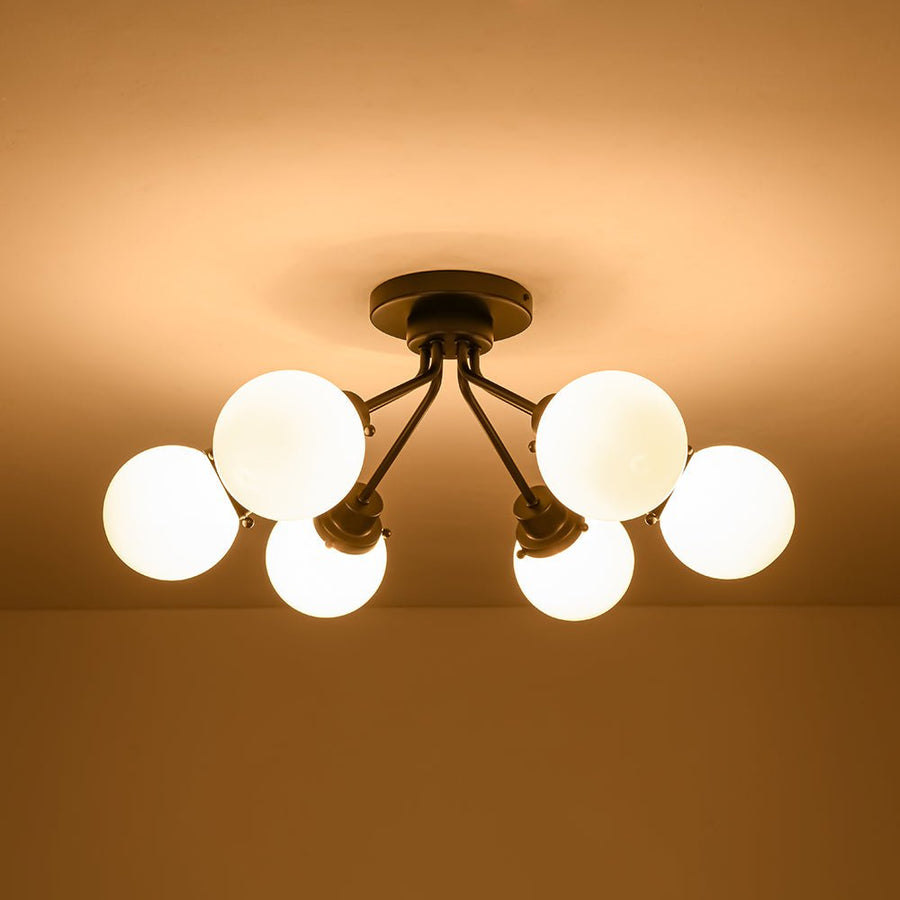 Farmhouze Light - Modern 6 - Light White Glass Globe Sputnik Ceiling Light - Ceiling Light - 4 Bulbs - 