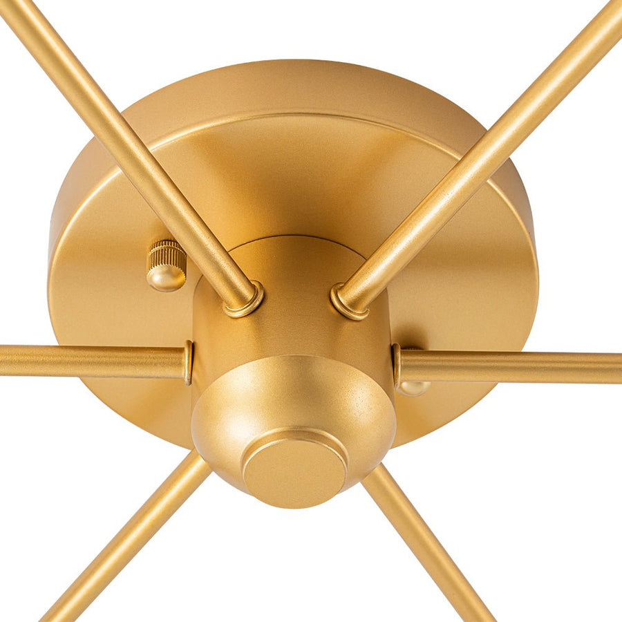 Farmhouze Light - Modern 6 - Light White Glass Globe Sputnik Semi Flush Mount - Ceiling Light - Brass - 
