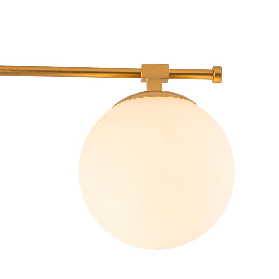 Farmhouze Light - Modern 6 - Light White Glass Globe Sputnik Semi Flush Mount - Ceiling Light - Brass - 