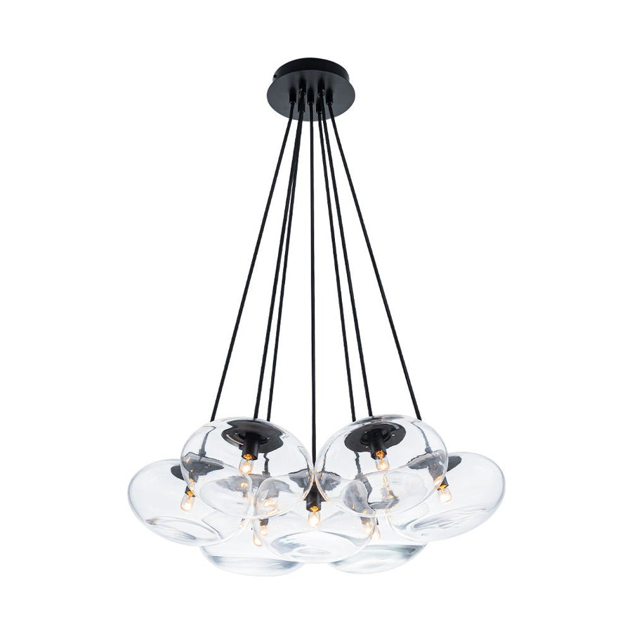 Farmhouze Light - Modern 7 - Light Clear Glass Cluster Oval Globe Chandelier - Chandelier - Black - 