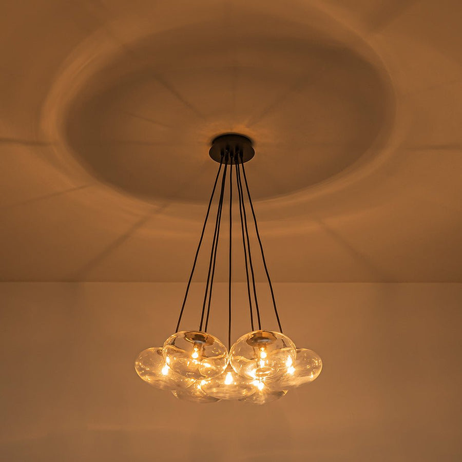 Farmhouze Light - Modern 7 - Light Clear Glass Cluster Oval Globe Chandelier - Chandelier - Black - 