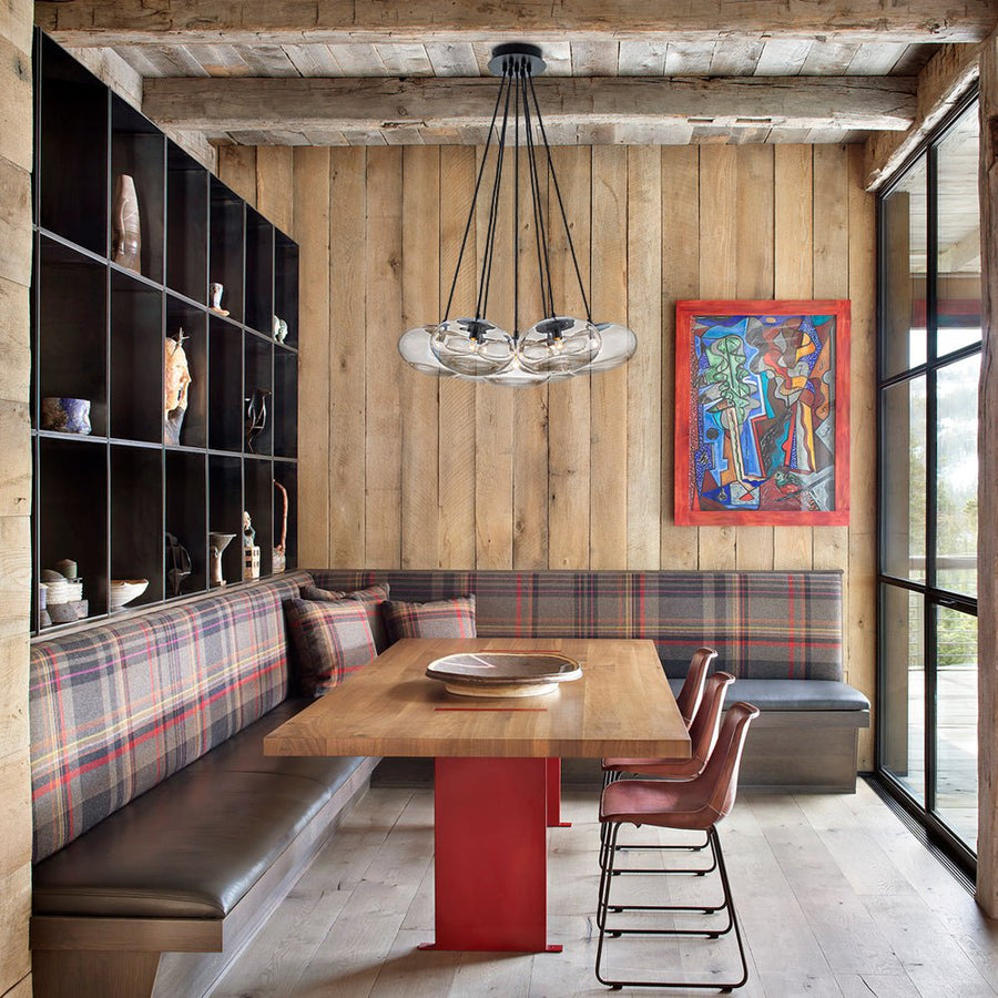 Farmhouze Light - Modern 7 - Light Clear Glass Cluster Oval Globe Chandelier - Chandelier - Black - 