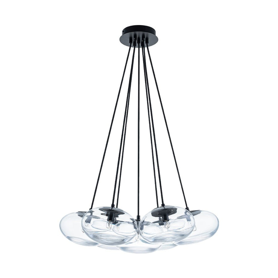 Farmhouze Light - Modern 7 - Light Clear Glass Cluster Oval Globe Chandelier - Chandelier - Black - 