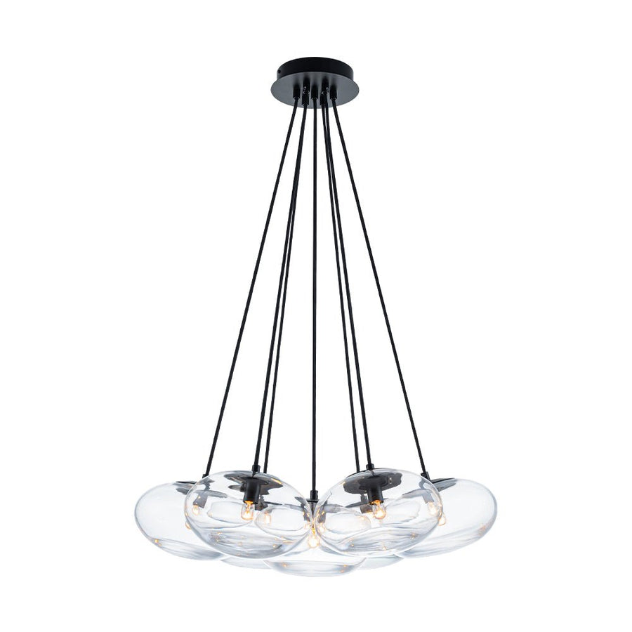 Farmhouze Light - Modern 7 - Light Clear Glass Cluster Oval Globe Chandelier - Chandelier - Black - 