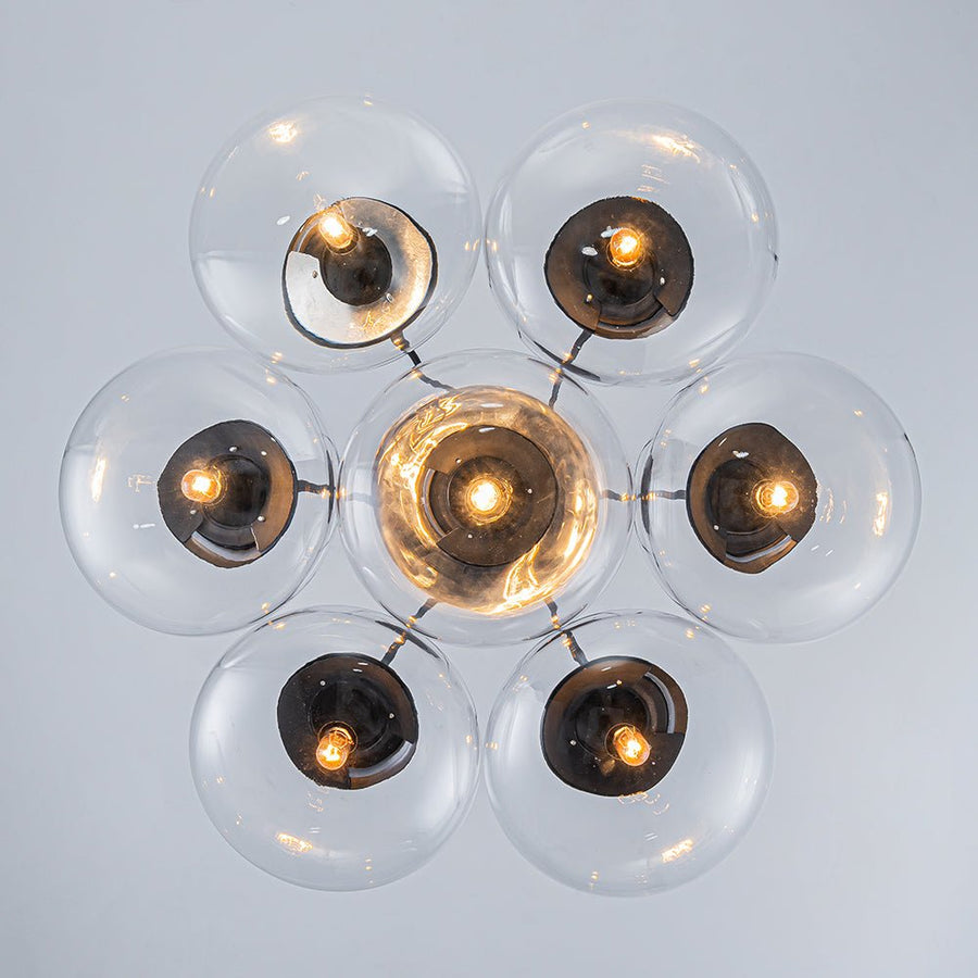 Farmhouze Light - Modern 7 - Light Clear Glass Cluster Oval Globe Chandelier - Chandelier - Black - 