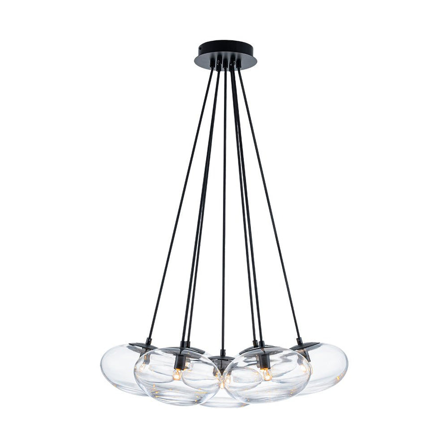 Farmhouze Light - Modern 7 - Light Clear Glass Cluster Oval Globe Chandelier - Chandelier - Black - 