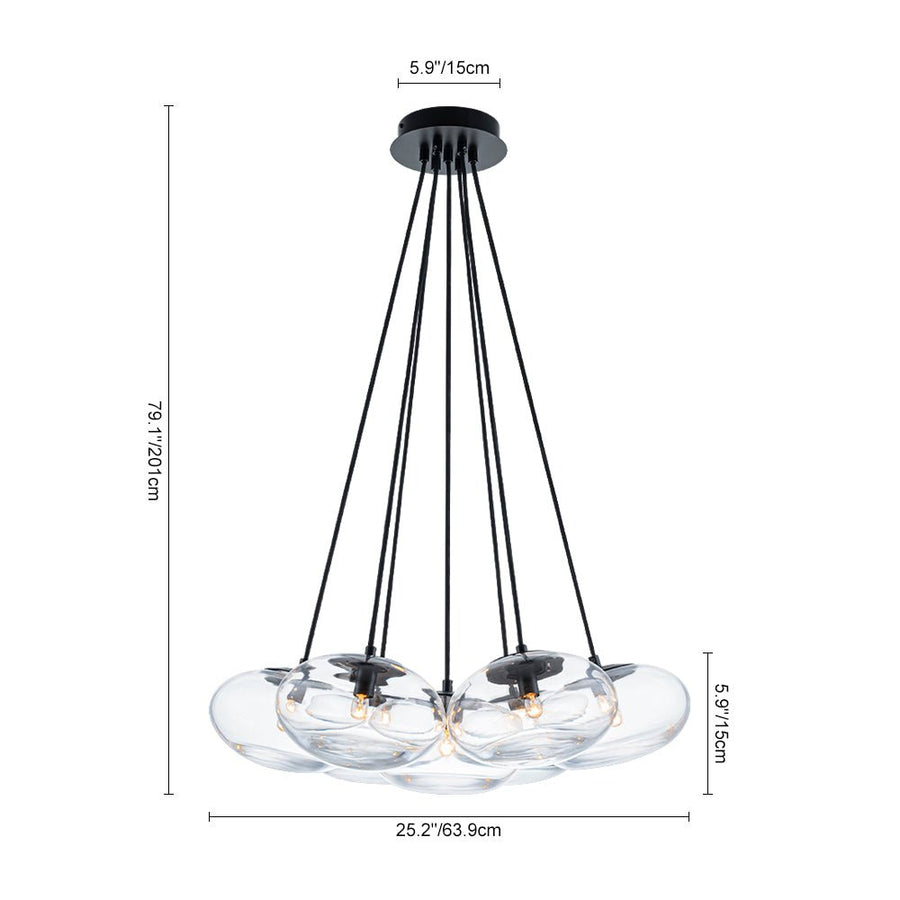 Farmhouze Light - Modern 7 - Light Clear Glass Cluster Oval Globe Chandelier - Chandelier - Black - 