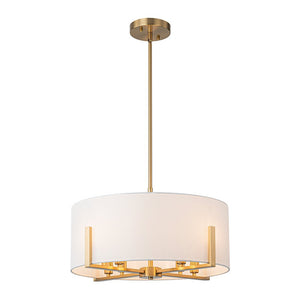 Farmhouze Light - Modern 8 - Light White Fabric Drum Pendant Semi Flush Chandelier - Chandelier - Black - 