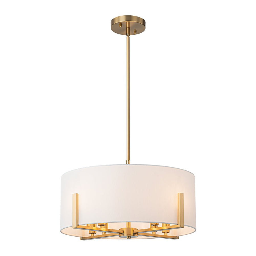 Farmhouze Light - Modern 8 - Light White Fabric Drum Pendant Semi Flush Chandelier - Chandelier - Black - 