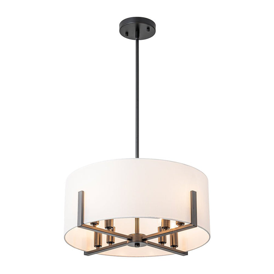 Farmhouze Light - Modern 8 - Light White Fabric Drum Pendant Semi Flush Chandelier - Chandelier - Black - 