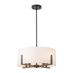 Farmhouze Light - Modern 8 - Light White Fabric Drum Pendant Semi Flush Chandelier - Chandelier - Black - 