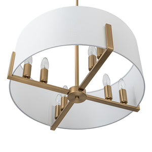 Farmhouze Light - Modern 8 - Light White Fabric Drum Pendant Semi Flush Chandelier - Chandelier - Black - 