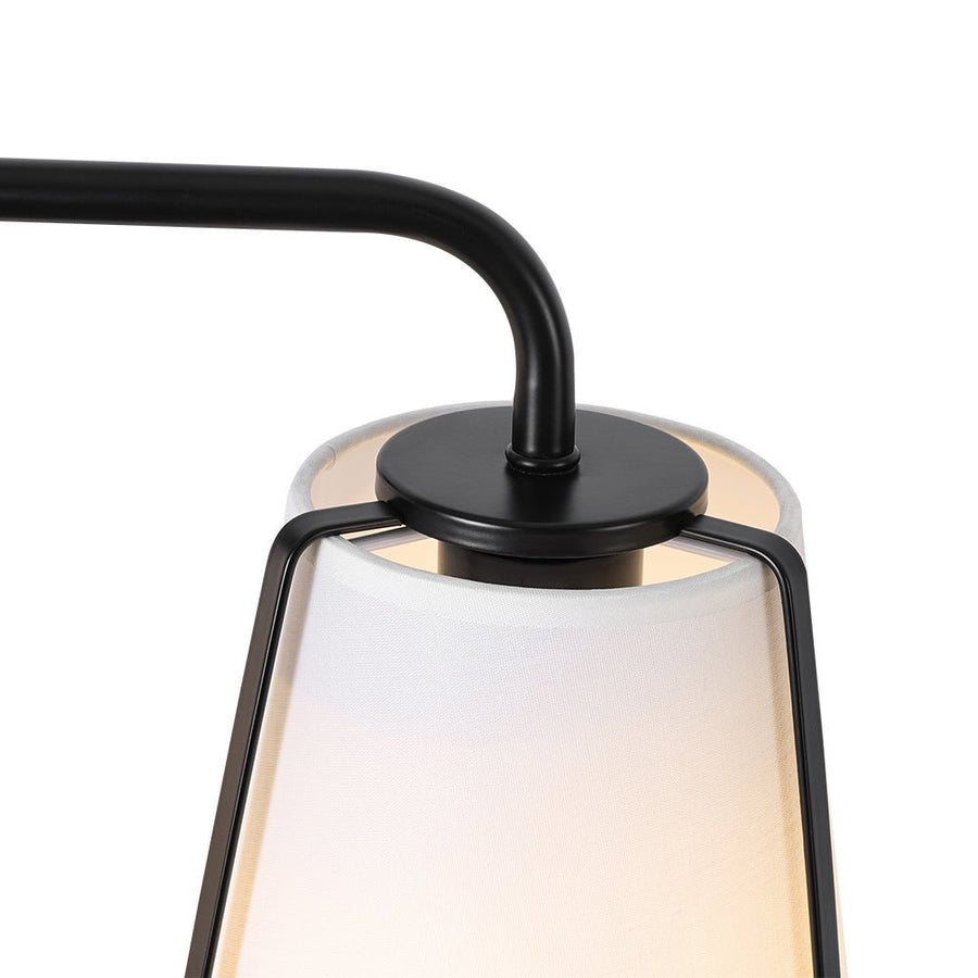 Farmhouze Light - Modern Beige Fabric Shade 3 - Light Vanity Wall Lamp - Wall Sconce - Black - 