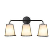 Load image into Gallery viewer, Farmhouze Light - Modern Beige Fabric Shade 3 - Light Vanity Wall Lamp - Wall Sconce - Black - 
