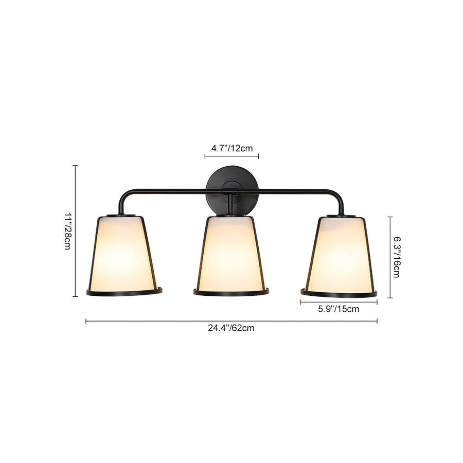 Farmhouze Light - Modern Beige Fabric Shade 3 - Light Vanity Wall Lamp - Wall Sconce - Black - 