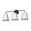 Load image into Gallery viewer, Farmhouze Light - Modern Beige Fabric Shade 3 - Light Vanity Wall Lamp - Wall Sconce - Black - 

