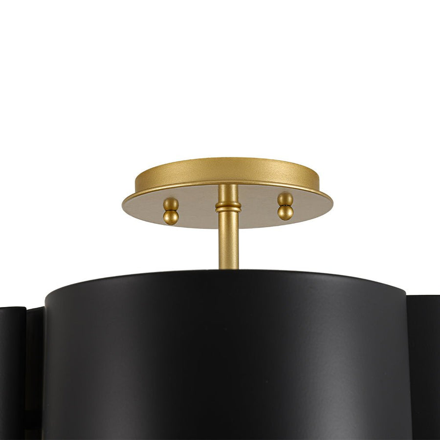 Farmhouze Light - Modern Black Gold Metal Floral Shade Round Ceiling Light - Ceiling Light - 16.5 in - 