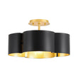 Load image into Gallery viewer, Farmhouze Light - Modern Black Gold Metal Floral Shade Round Ceiling Light - Ceiling Light - 16.5 in - 
