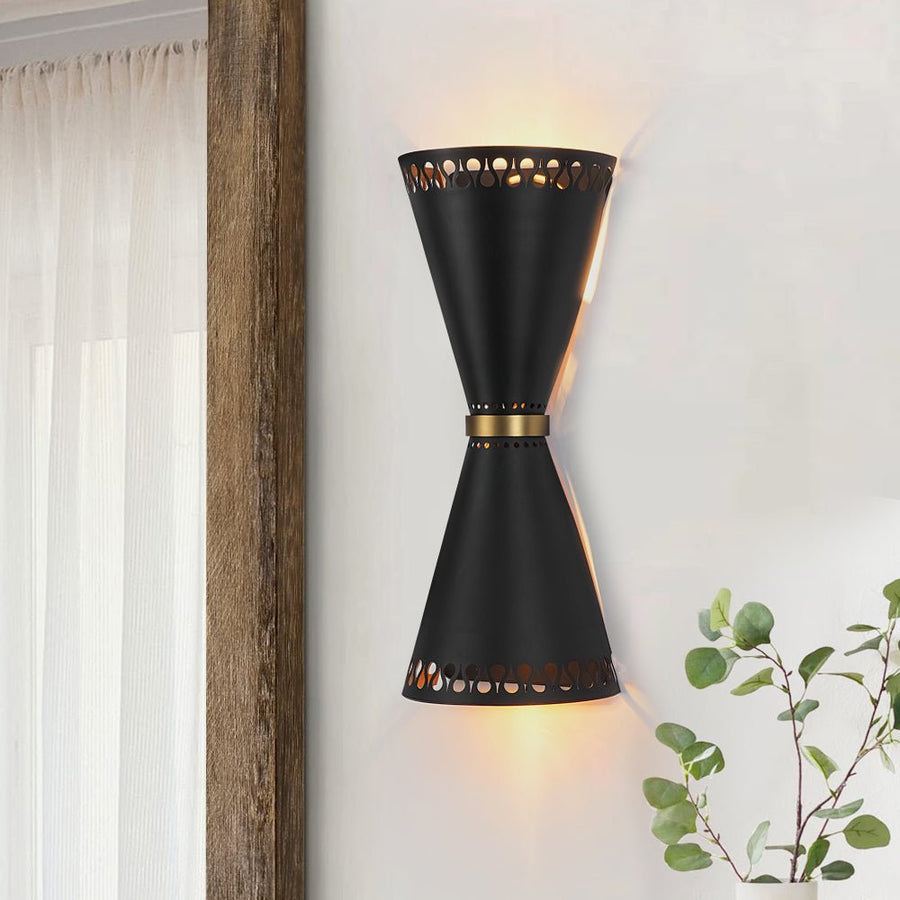 Farmhouze Light - Modern Black Up and Down Cone Flush Mount Wall Sconce - Wall Sconce - 1 Pack - 