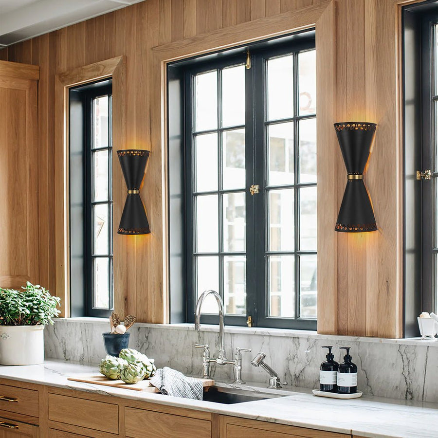 Farmhouze Light - Modern Black Up and Down Cone Flush Mount Wall Sconce - Wall Sconce - 2 Packs - 