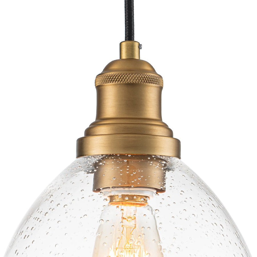 Farmhouze Light - Modern Brass 1 - Light Seeded Glass Bell Kitchen Pendant - Pendant - Seeded Glass - 