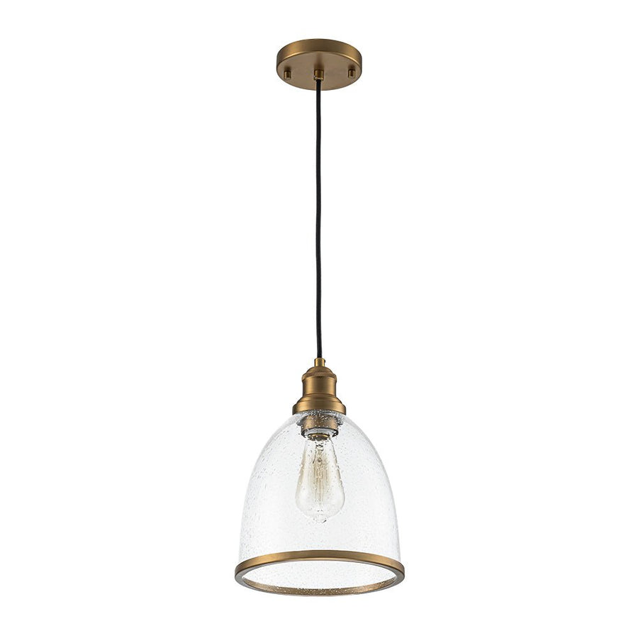 Farmhouze Light - Modern Brass 1 - Light Seeded Glass Bell Kitchen Pendant - Pendant - Seeded Glass - 