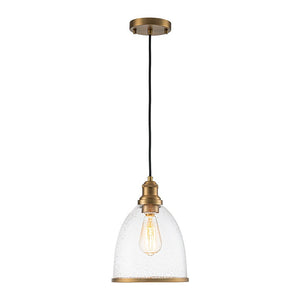 Farmhouze Light - Modern Brass 1 - Light Seeded Glass Bell Kitchen Pendant - Pendant - Seeded Glass - 