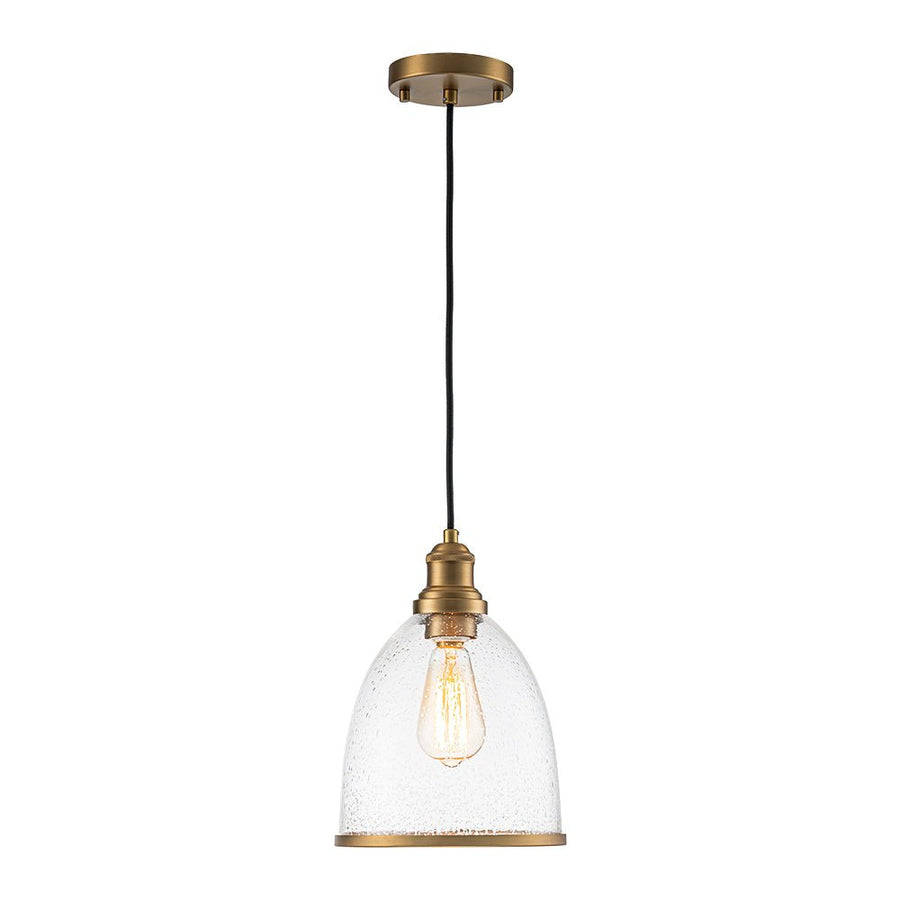 Farmhouze Light - Modern Brass 1 - Light Seeded Glass Bell Kitchen Pendant - Pendant - Seeded Glass - 