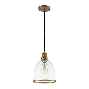 Farmhouze Light - Modern Brass 1 - Light Seeded Glass Bell Kitchen Pendant - Pendant - Seeded Glass - 