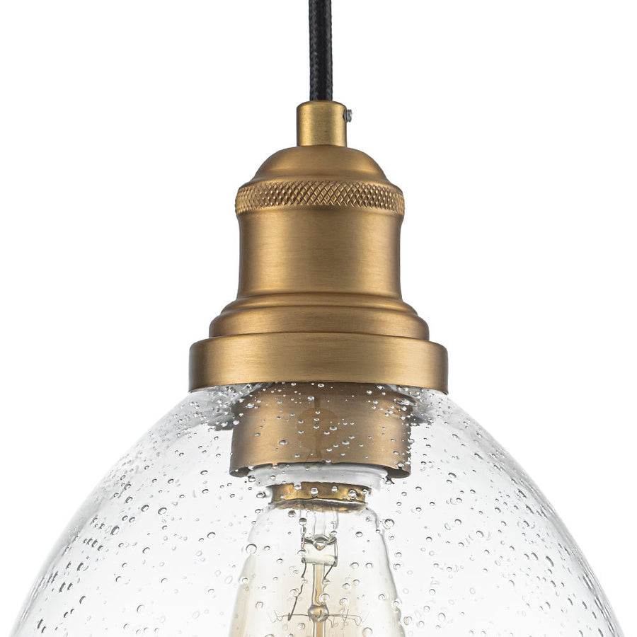 Farmhouze Light - Modern Brass 1 - Light Seeded Glass Bell Kitchen Pendant - Pendant - Seeded Glass - 