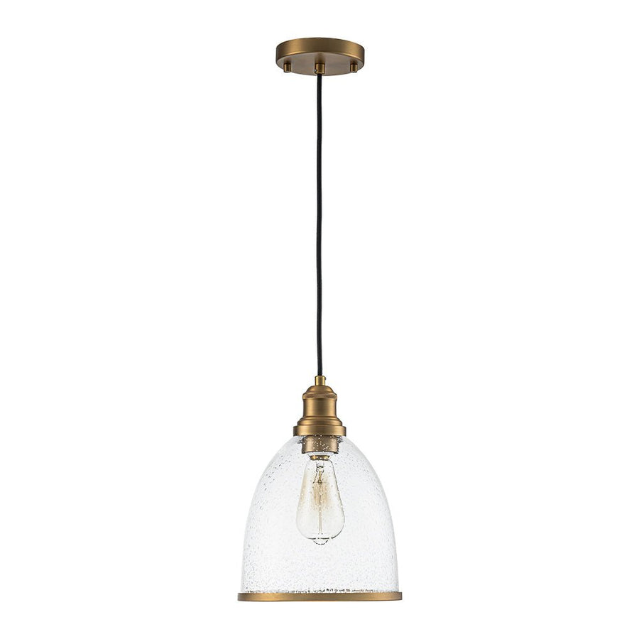 Farmhouze Light - Modern Brass 1 - Light Seeded Glass Bell Kitchen Pendant - Pendant - Seeded Glass - 