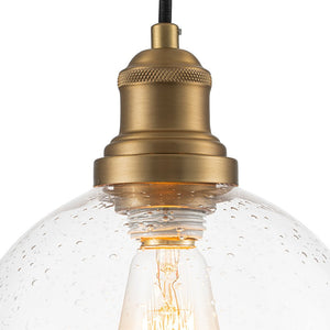 Farmhouze Light - Modern Brass 1 - Light Seeded Glass Globe Pendant - Pendant - Seeded Glass - 