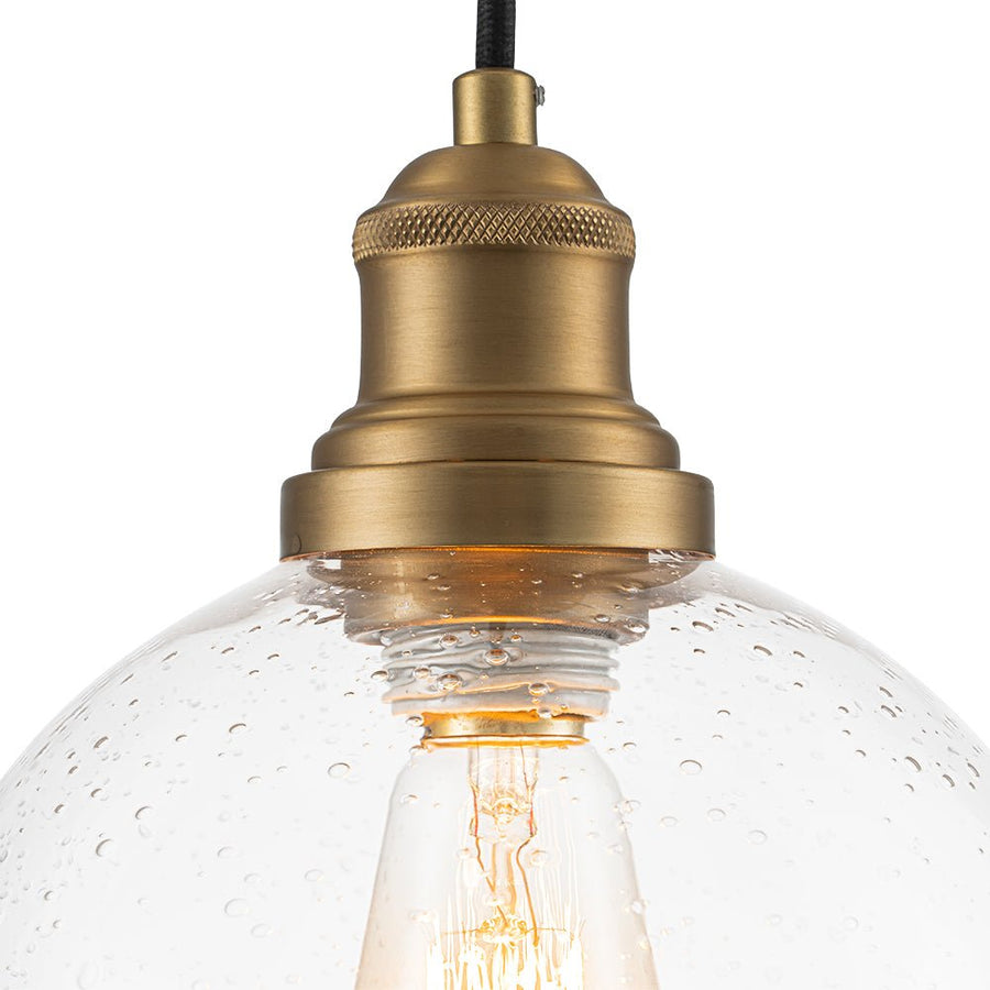 Farmhouze Light - Modern Brass 1 - Light Seeded Glass Globe Pendant - Pendant - Seeded Glass - 