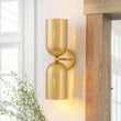 Load image into Gallery viewer, Farmhouze Light - Modern Brass 2 - Light Sand Glass Up Down Vanity Wall Lamp - Wall Sconce - 1 Pack - 
