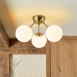 Load image into Gallery viewer, Farmhouze Light - Modern Brass 3 - Light Rounded Glass Sphere Ceiling Fixture - Ceiling Light - Frosted Glass - 
