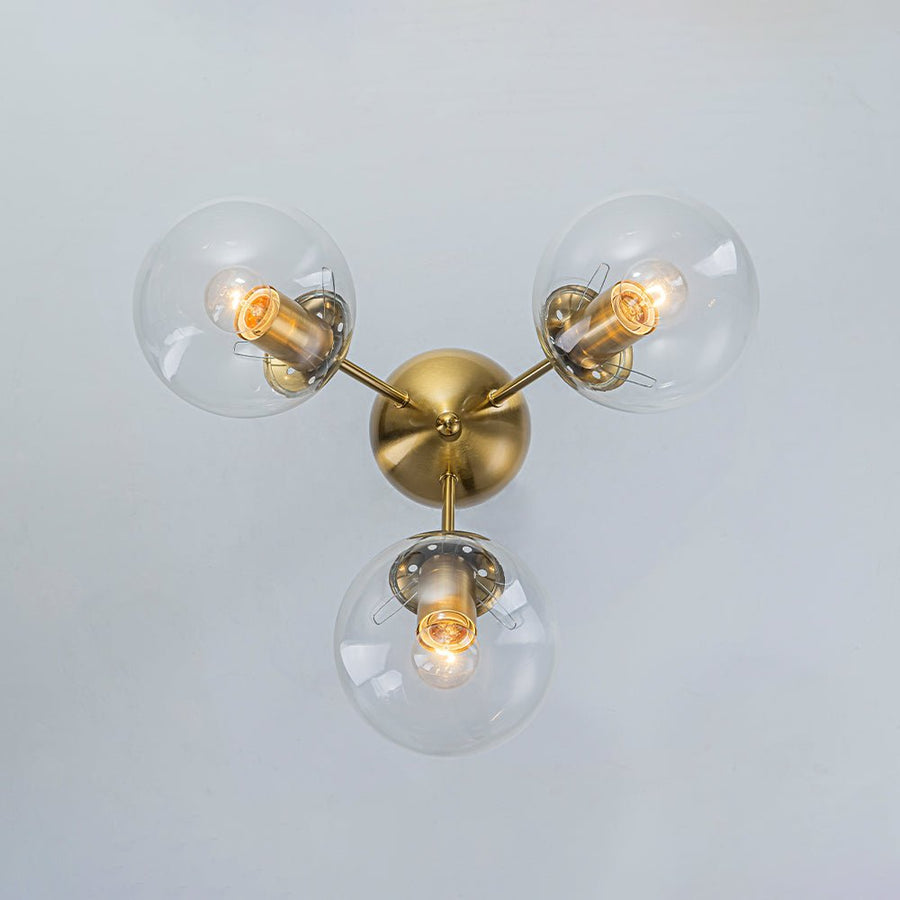 Brass 3-Light Rounded Glass Sphere Ceiling Fixture | Farmhouze Light