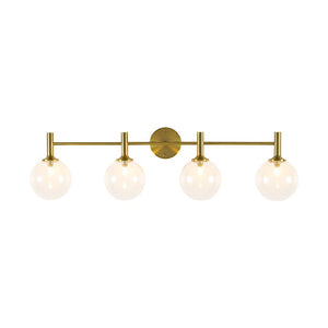 Farmhouze Light - Modern Brass 4 - Light Glass Globe Bathroom Vanity Light - Chandelier - Clear - 