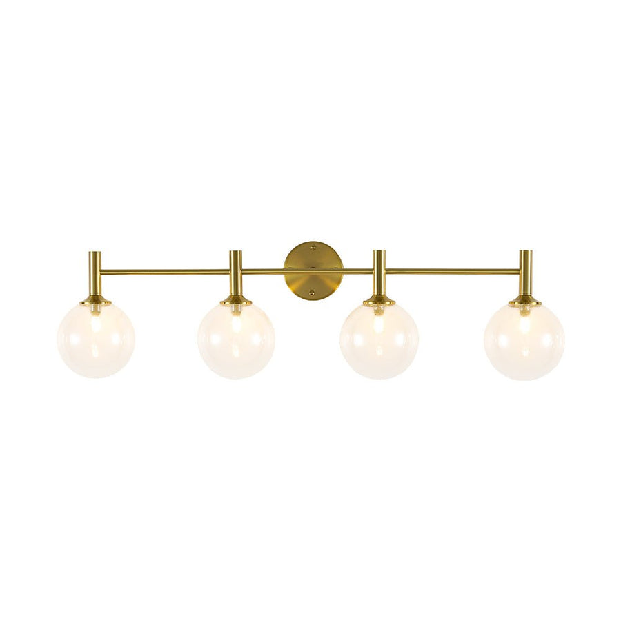 Farmhouze Light - Modern Brass 4 - Light Glass Globe Bathroom Vanity Light - Chandelier - Clear - 