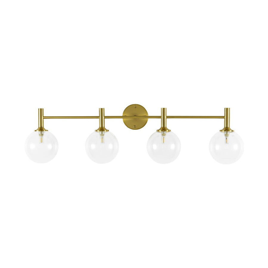 Farmhouze Light - Modern Brass 4 - Light Glass Globe Bathroom Vanity Light - Chandelier - Clear - 