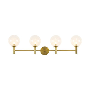 Farmhouze Light - Modern Brass 4 - Light Glass Globe Bathroom Vanity Light - Chandelier - Clear - 