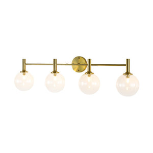 Farmhouze Light - Modern Brass 4 - Light Glass Globe Bathroom Vanity Light - Chandelier - Clear - 