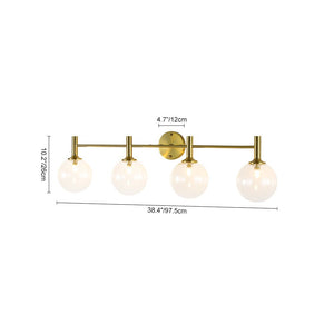 Farmhouze Light - Modern Brass 4 - Light Glass Globe Bathroom Vanity Light - Chandelier - Clear - 