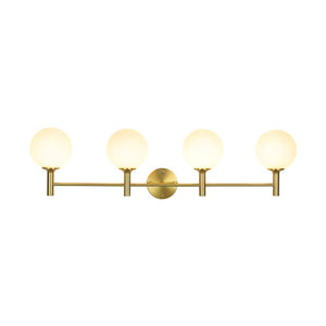 Farmhouze Light - Modern Brass 4 - Light Glass Globe Bathroom Vanity Light - Chandelier - Opal - 