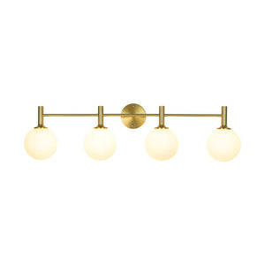 Farmhouze Light - Modern Brass 4 - Light Glass Globe Bathroom Vanity Light - Chandelier - Opal - 
