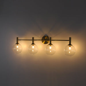 Farmhouze Light - Modern Brass 4 - Light Glass Globe Bathroom Vanity Light - Chandelier - Opal - 