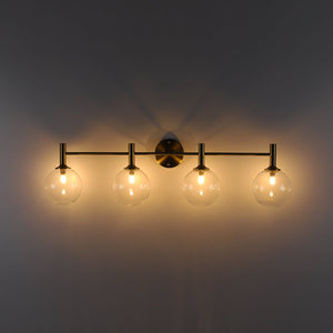 Farmhouze Light - Modern Brass 4 - Light Glass Globe Bathroom Vanity Light - Chandelier - Opal - 