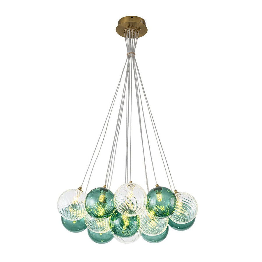 Farmhouze Light - Modern Brass Cluster Glass Globe Blue Bubble Chandelier - Chandelier - Green - 